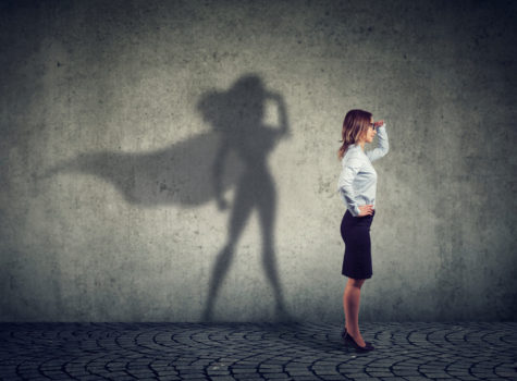 Brave woman posing as super hero