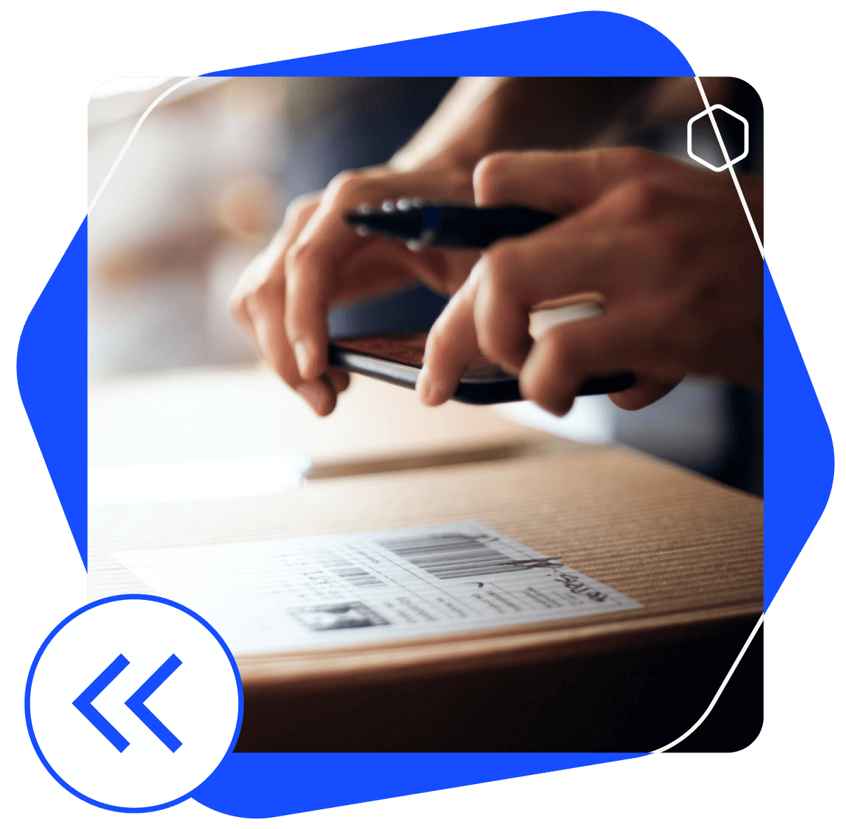 Phone scanning a shipping label