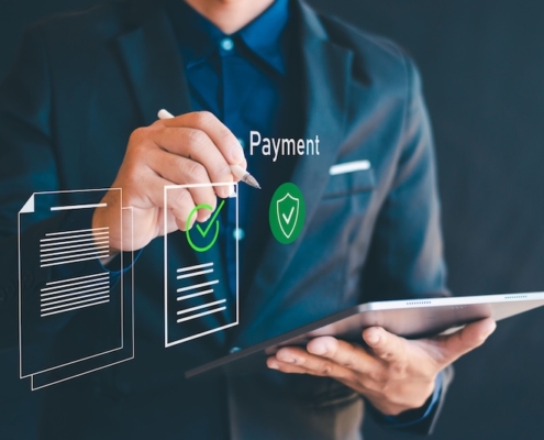 Online payment confirmation, financial technology transactions, digital banking, and online payments. People who use mobile phones for online transactions and shopping.