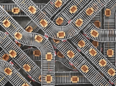 Boxes on conveyor belt