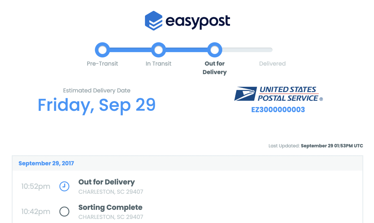 Public Tracking-Details Page for Parcel Tracking | EasyPost