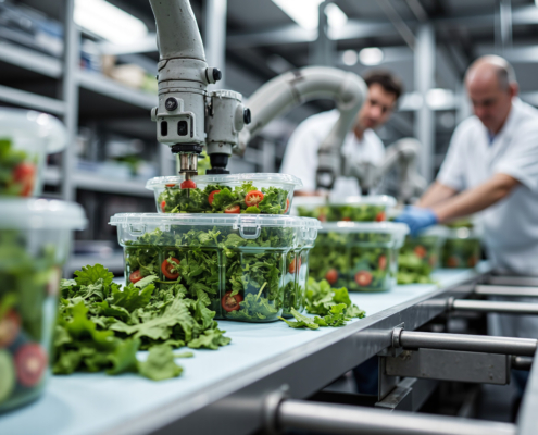 Assembly line for salad