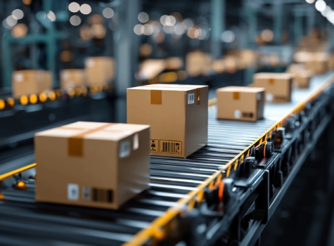 Parcels on a conveyor belt