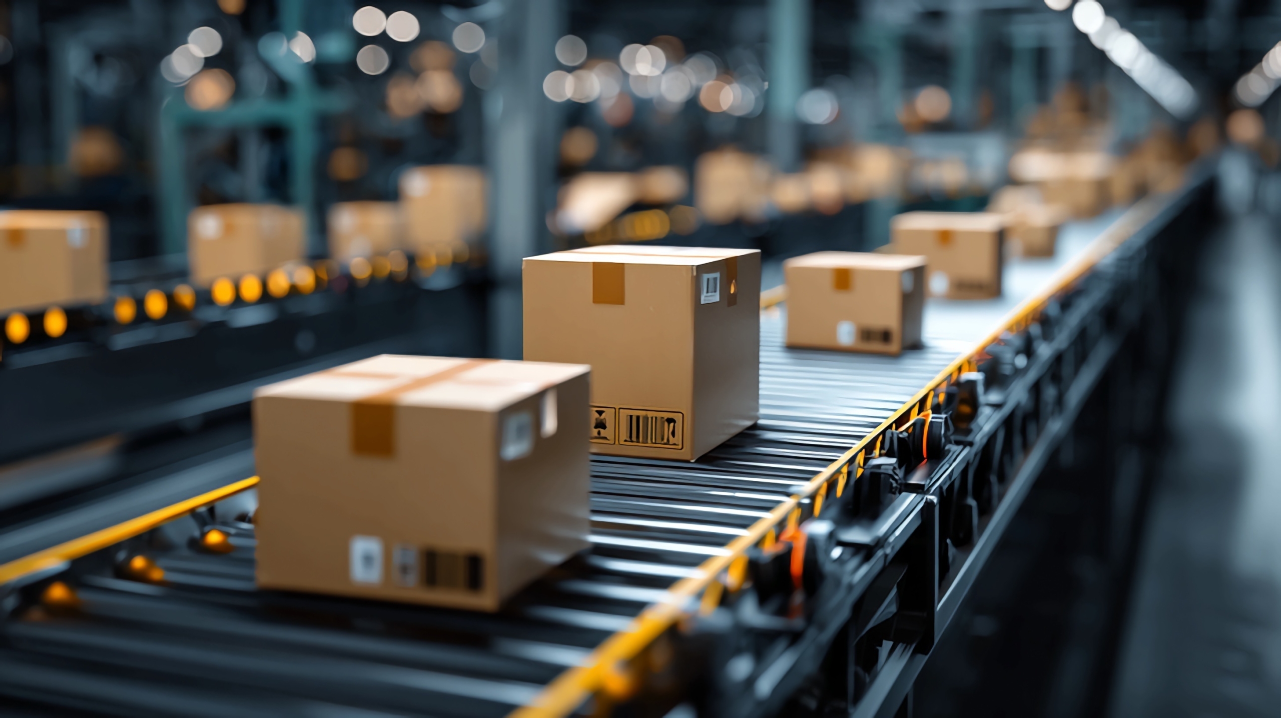 Parcels on a conveyor belt